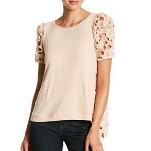 Pink Anthro Top lace back